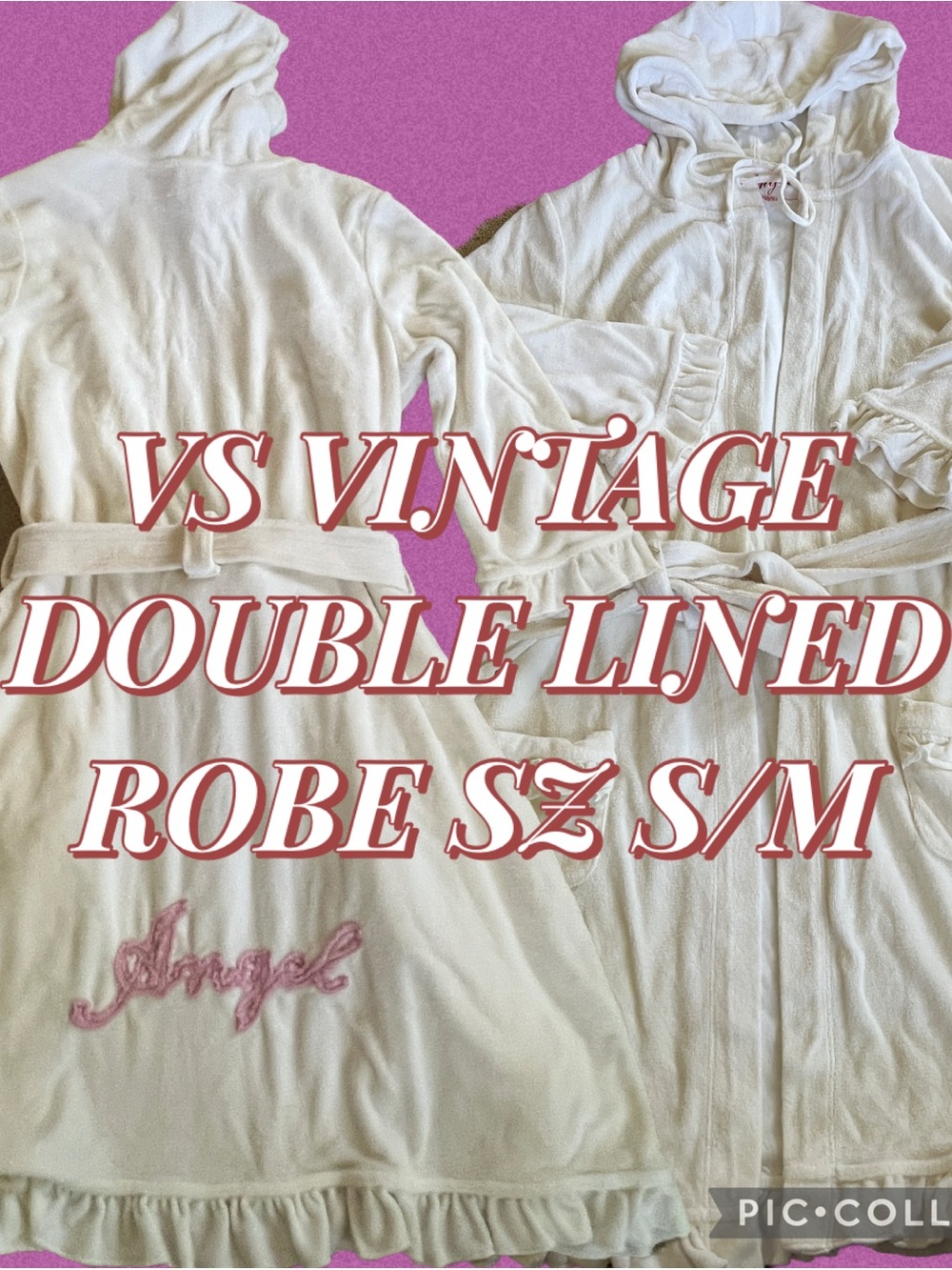 VICTORIA SECRET ROBE VINTAGE  DOUBLE LINED HOODED ANGEL ROBE SM/ Med